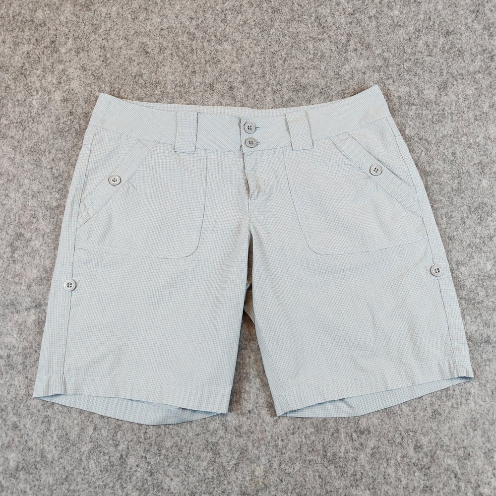 Kathmandu Shorts Women 12 Blue Hiking Roll Up Outdoor Utility Cargo Houndstooth